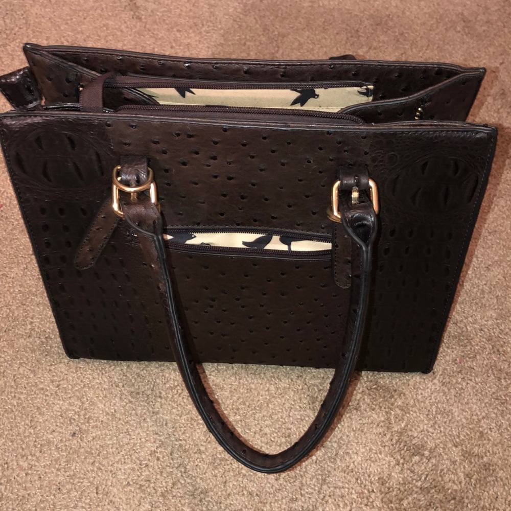 Medium sized dark brown faux crocodile purse